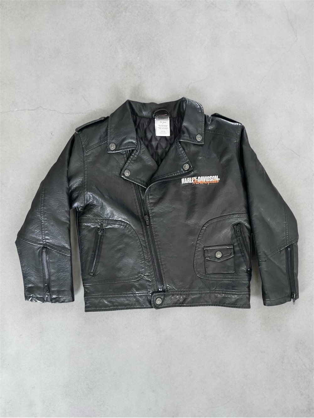 Harley Davidson Youth XL Moto Jacket Black Biker Y2K Grunge Streetwear
